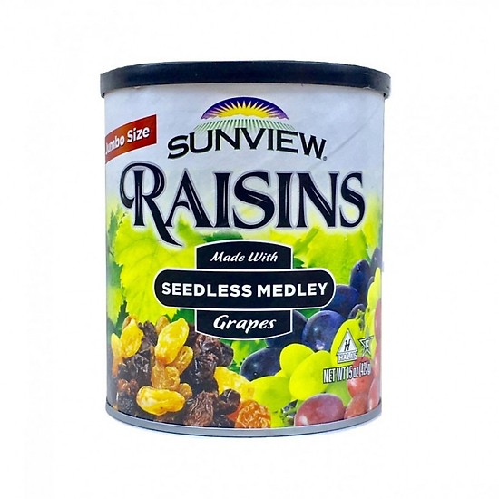 Combo 3 Hộp Nho Khô Mỹ KhôngHạt Sunview Raisins 425g (Nho Thập Cẩm)