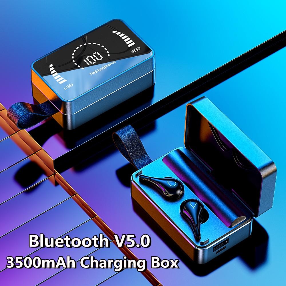 TWS Không Dây Bluetooth HD Gương Màn Hình Màn Hình Hiển Thị LED Tai Nghe Có 3500MAh Sạc Hộp 9D HIFI Stereo Tai Nghe Nhét Tai Tai Nghe