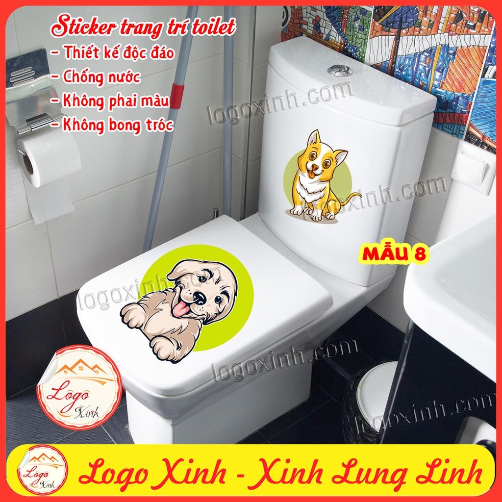 Combo 2 Tấm Dán Trang Trí Toilet Siêu Cute, Chất Liệu Decal Không Thấm Nước, Tem Trang Trí Nhà Vệ Sinh WC