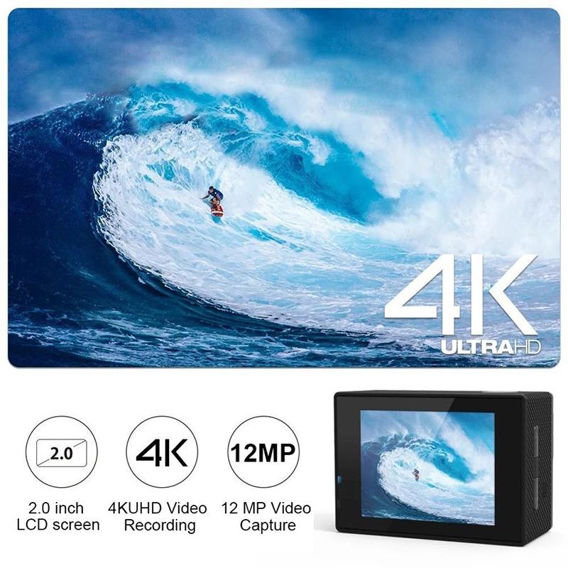 Camera hành động Ultra HD 4K/30fps WiFi 2.0 inch 170D Mũ bảo hiểm chống nước dưới nước Ghi hình Camera thể thao Cam