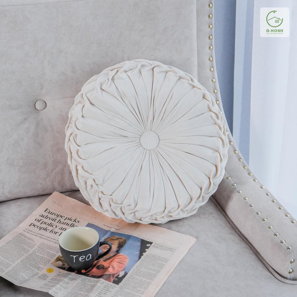 Đệm sofa ngồi bệt, đệm tựa lưng trang trí kiểu tròn sang trọng vân sóng độc đáo DT071