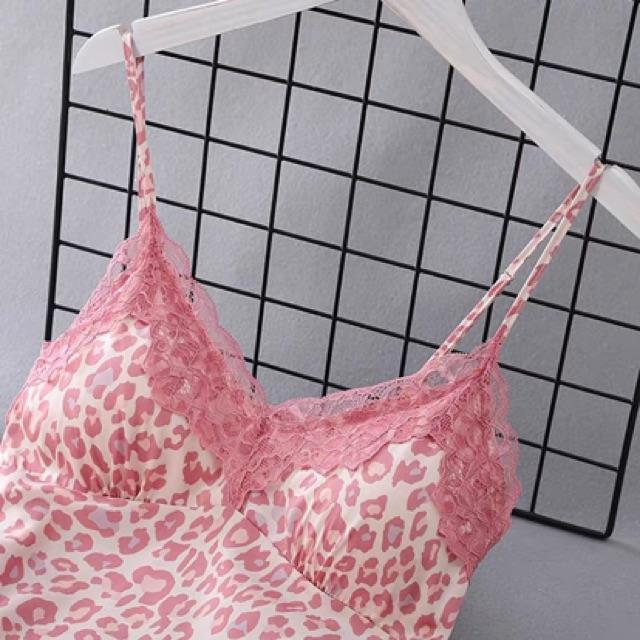 SX 547-1 bộ lụa satin beo hồng siêu xinh - đồ ngủ cao cấp -KellyWang