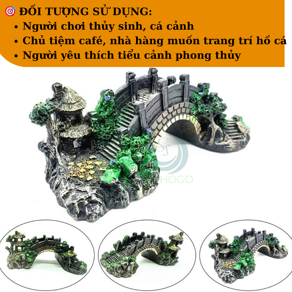 Cầu Trang Trí Hồ Cá Mini Cổ Trang- Mô Hình Cầu Giả Cảnh Quan Cho Bể Cá- Tiểu Cảnh Cầu Đá Phong Cách Cổ Điển- Cầu Giả Mini Decor Bể Cá- Tiểu Cảnh Cầu và Chòi Mini Phong Cảnh Hồ Cá