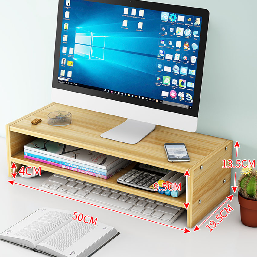 Kệ để máy tính đa năng KM03 kệ màn hình máy tính để bàn bằng gỗ bền chắc mẫu đẹp có hộc cất bàn phím ngăn để tài liệu
