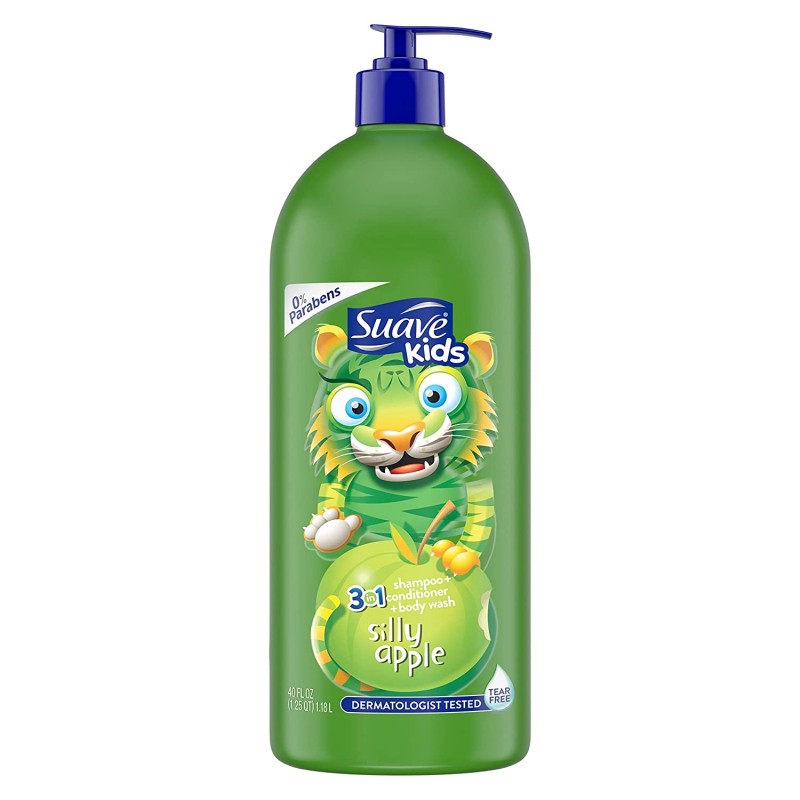 Gội xả tắm Suave Kids 3in1 hương táo xanh Shampoo + Conditioner + Body Wash 1.18 lít