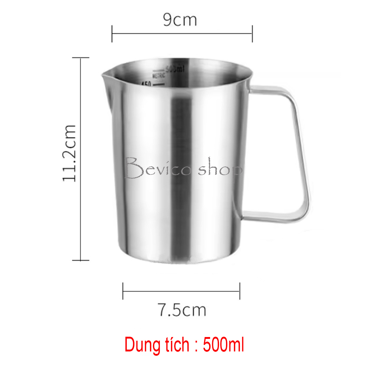 Ca inox 304 chia vạch 500ml/700ml/1000ml/1500ml/ 2000ml