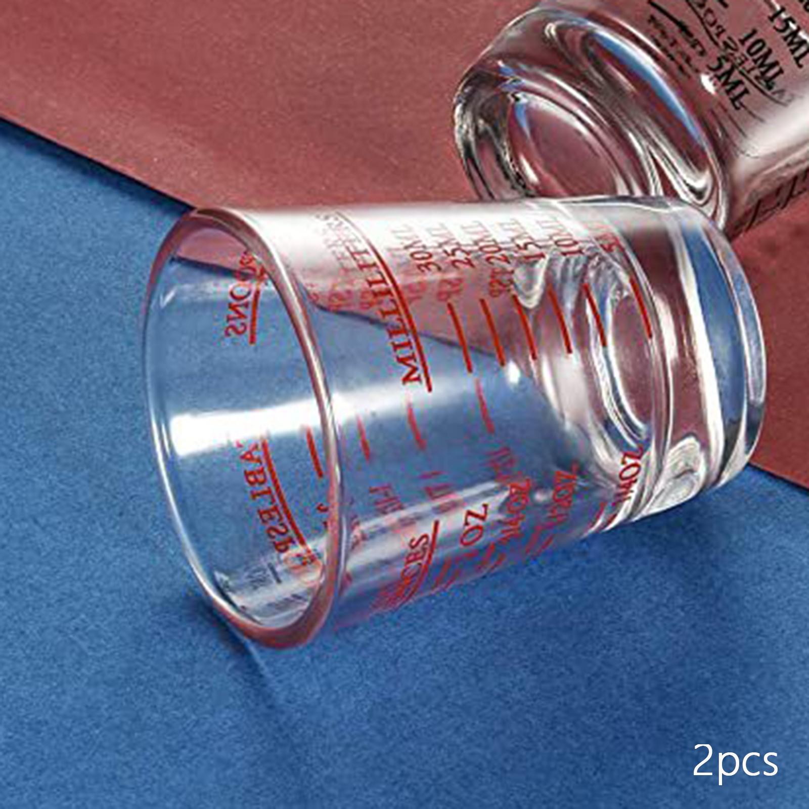 2x Clear Glass with Scale Glass Measuring Cup for Cafe