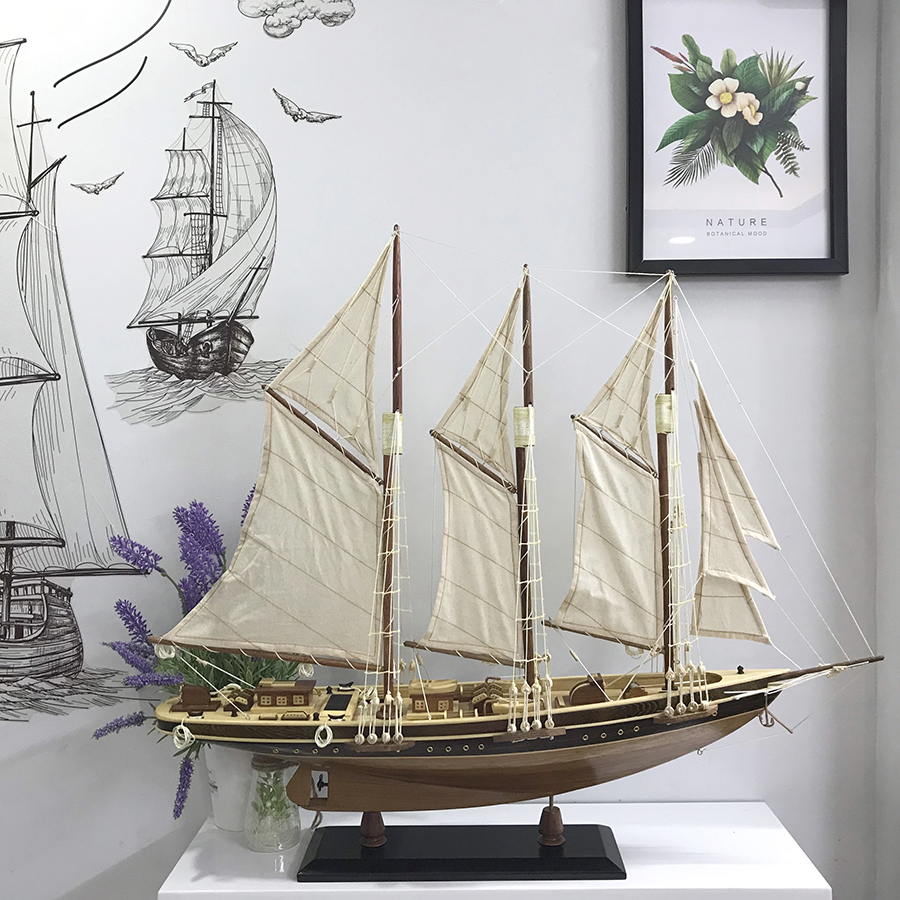 Gỗ nào làm du thuyền mô hình? Gỗ Phương Đông gợi ý cho bạn 2 Mô hình du thuyền gỗ Atlantic - thân 60cm - gỗ tự nhiên | Tiki