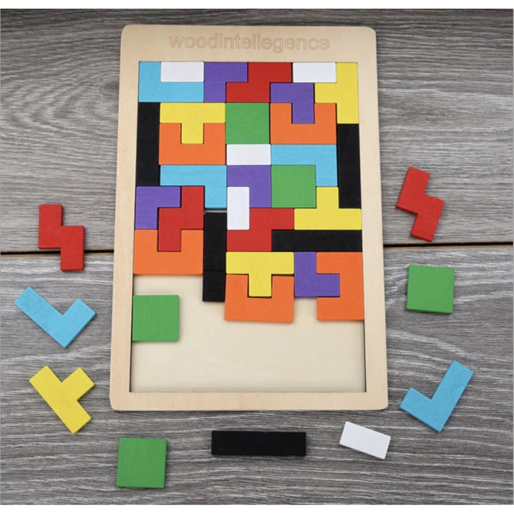 Đồ chơi gỗ xếp hình Tetris size đại đồ chơi gỗ thông minh cho bé