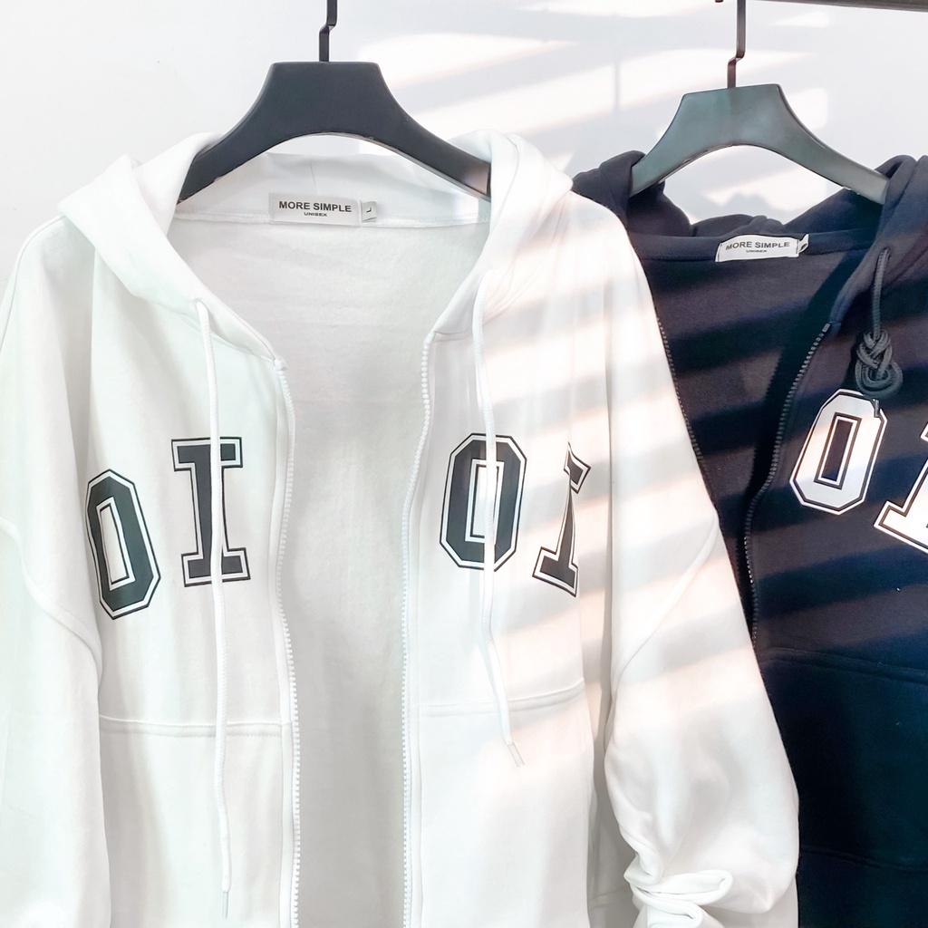 Áo Khoác Hoodie Croptop OI OI Tay Bồng Form Rộng Vải Nỉ Lót Bông Ulzzang