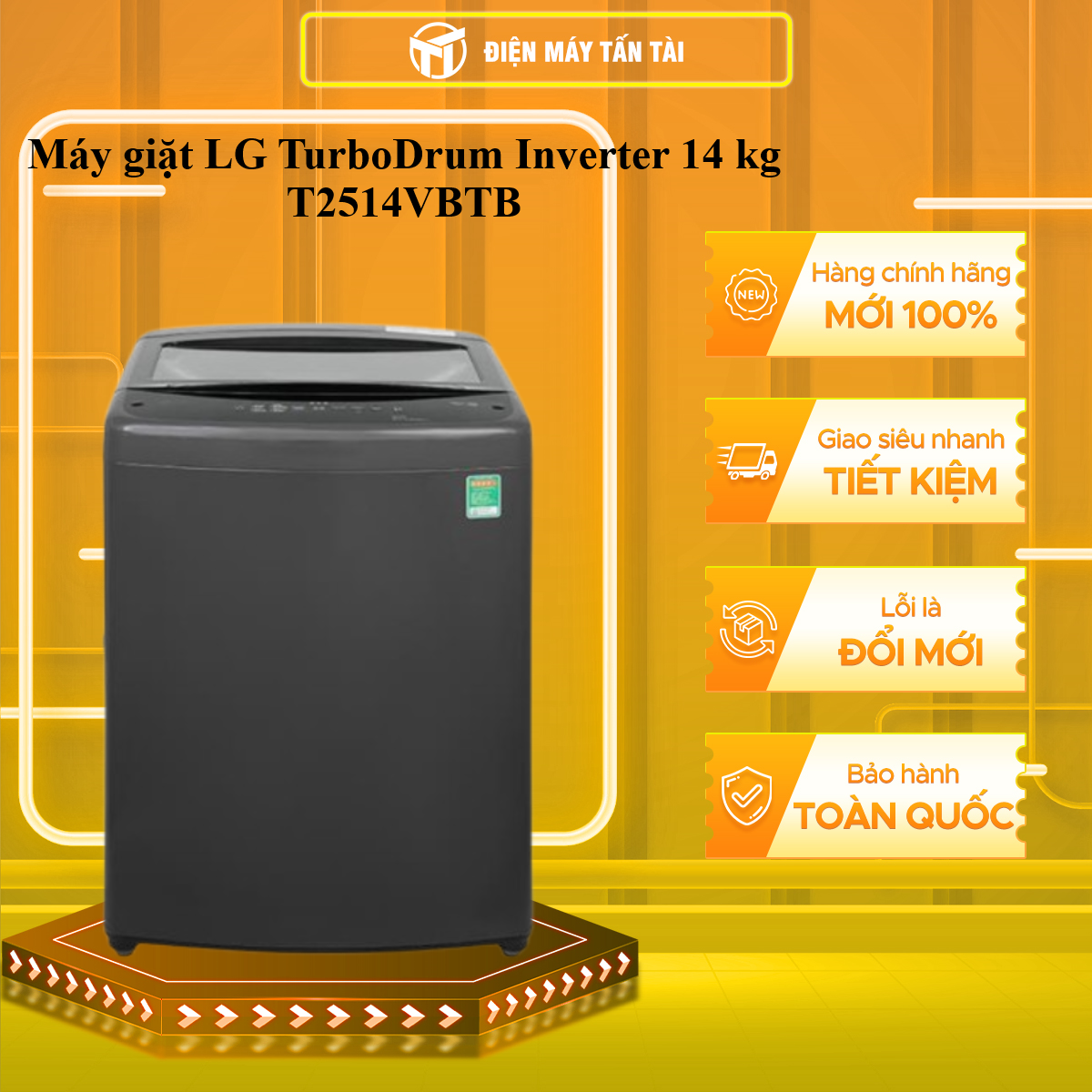 Máy giặt LG TurboDrum Inverter 14 kg T2514VBTB - HÀNG CHÍNH HÃNG - CHỈ GIAO HCM