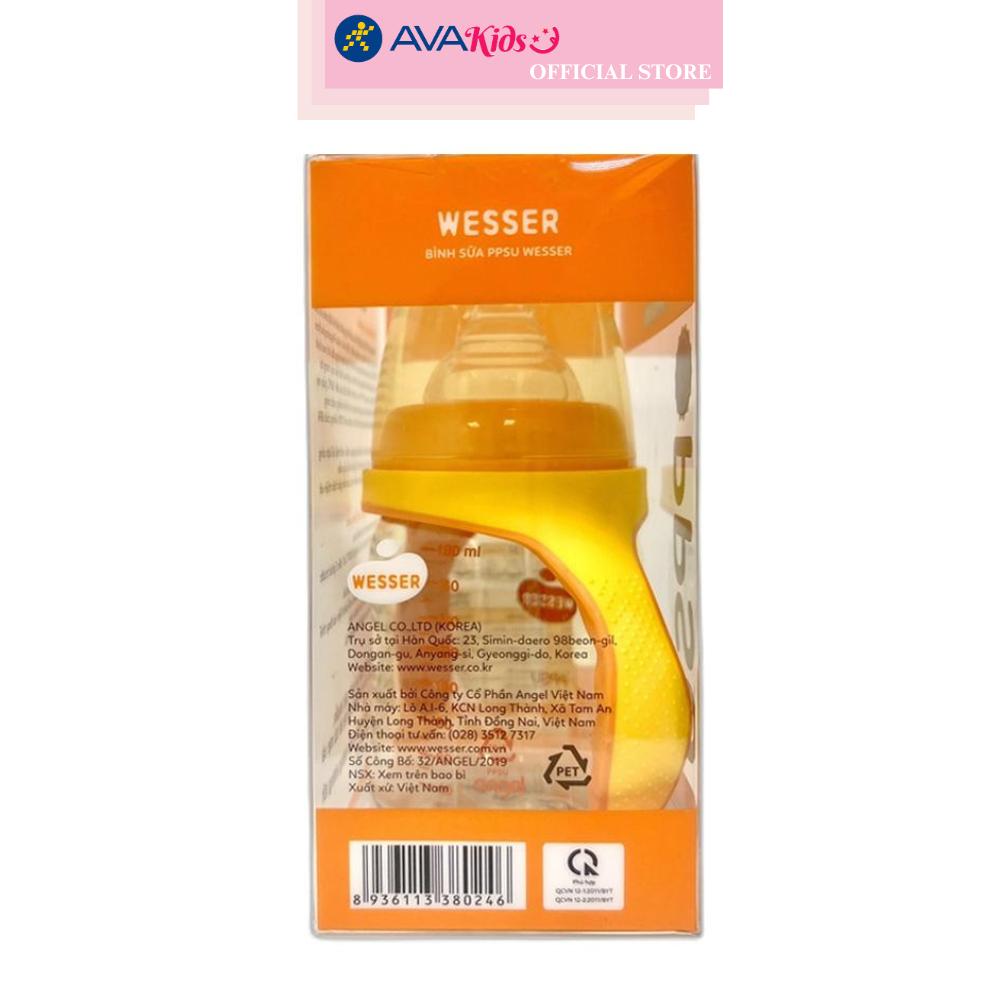Bình sữa nhựa PPSU Wesser TBSWPP180 cổ rộng 180 ml (0 - 3 tháng)