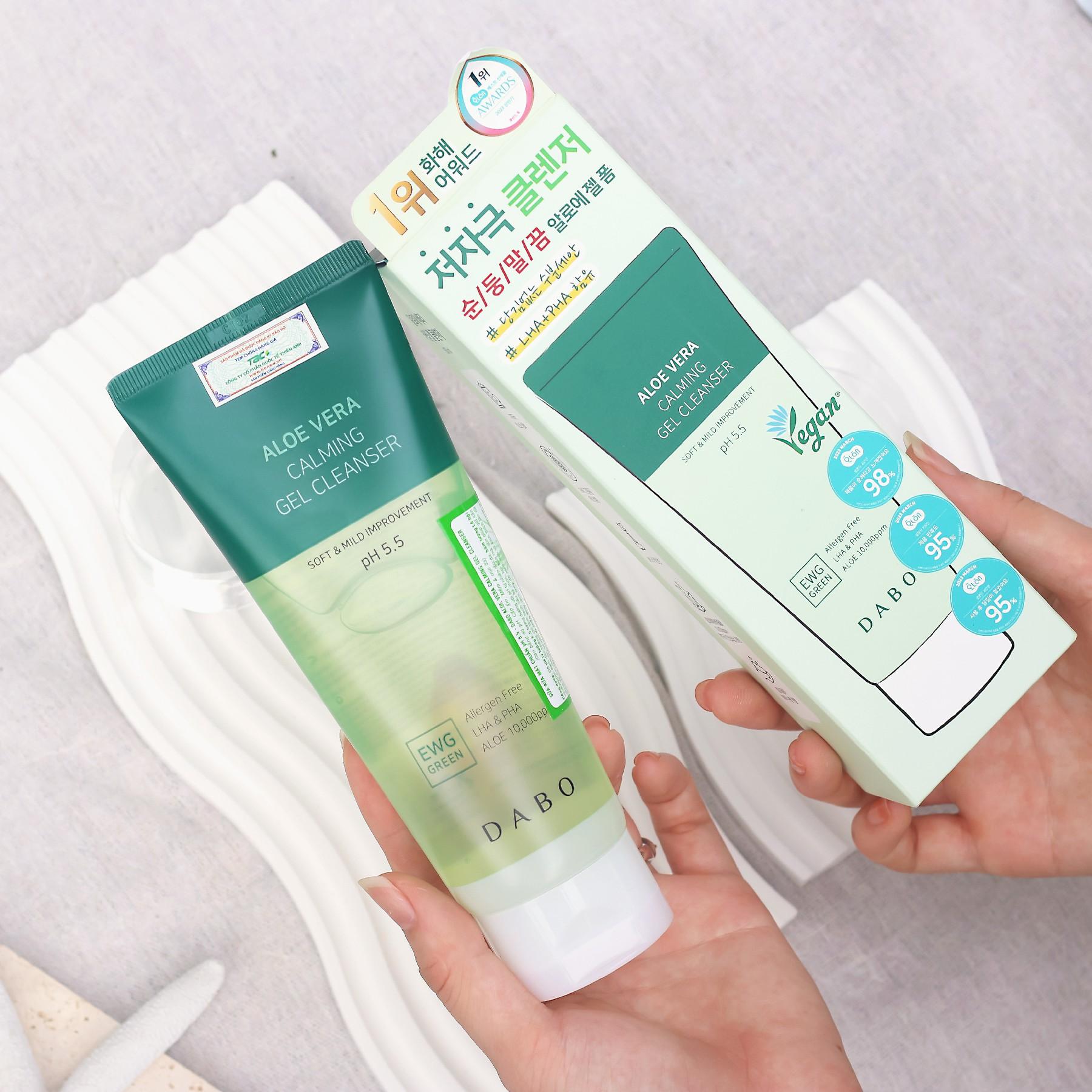 Gel rửa mặt Lô Hội DABO Aloe Vera Calming Gel Cleanser p.H 5.5 cấp ẩm sâu dành cho da nhạy cảm 150ml