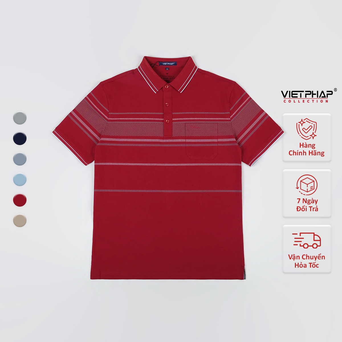 Áo Polo Nam VIỆT PHÁP Form Luxury - Thun 4 Chiều Lạnh lịch lãm, sang trọng 50063