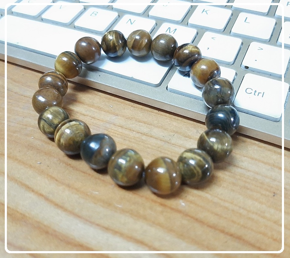 Vòng tay nữ đá mắt hổ tự nhiên, hạt đá 10ly cá tính thời trang, may mắn bình an