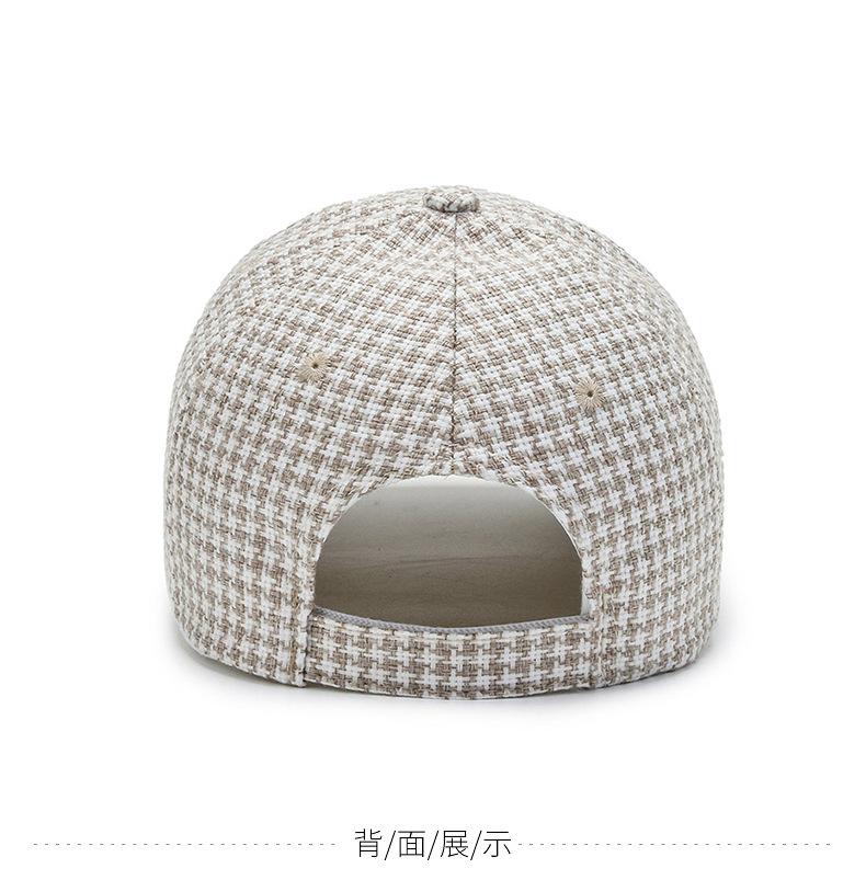 2023 Phụ nữ Mũ Summer Mũ bóng chày mũ Houndstooth Lattice Cap Cap Nữ thể thao cho Gorros Sun Hat Snapback Phổ biến Retro Color: Beige