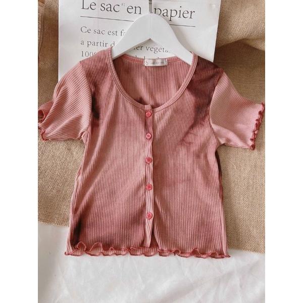 Áo croptop thun gân loang màu cổ tròn chất dày mịn tôn dáng