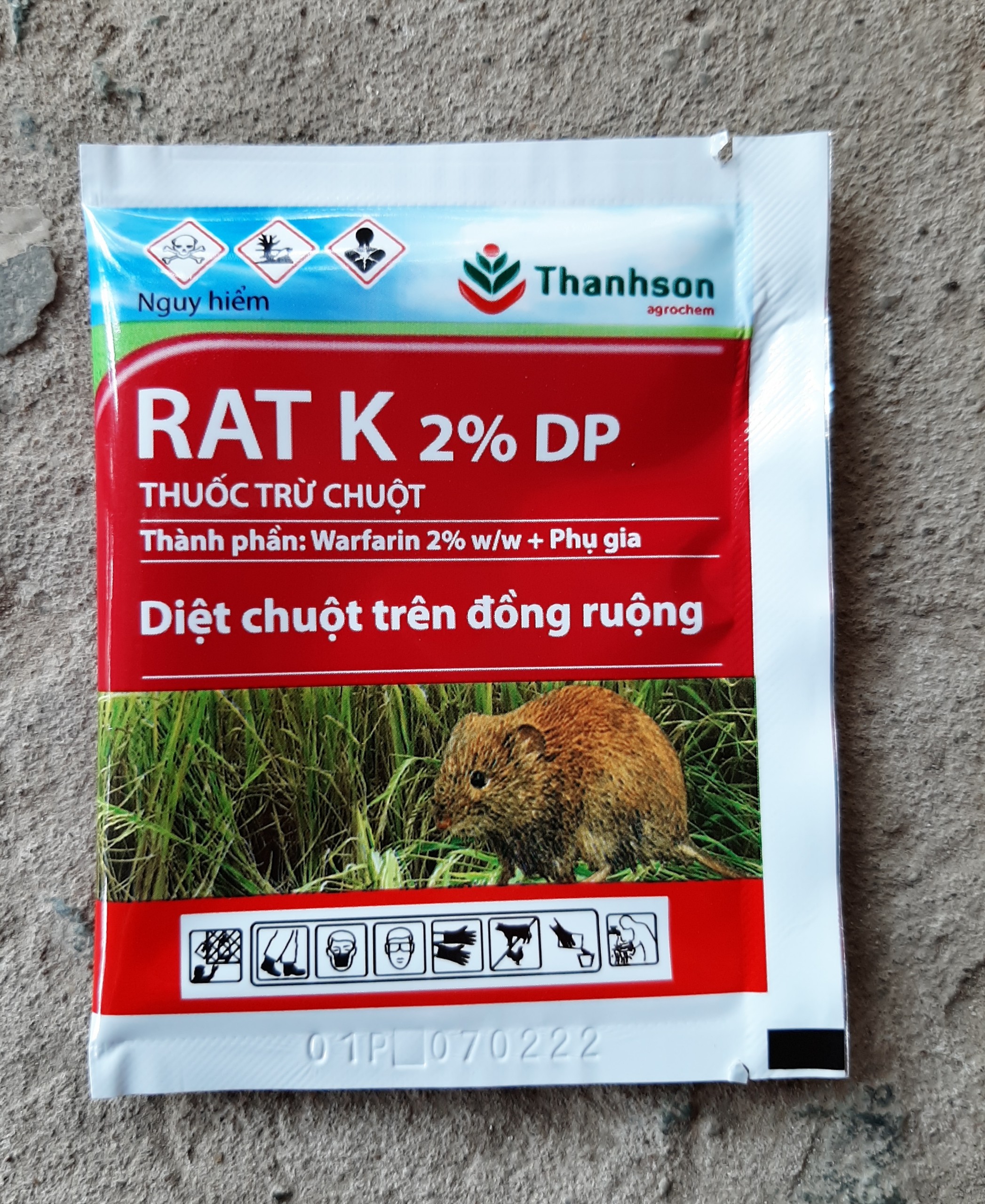 Diệt chuột RAT K 2% DP gói 10gram (tỷ lệ ăn mồi và hiệu quả diệt chuột cao)