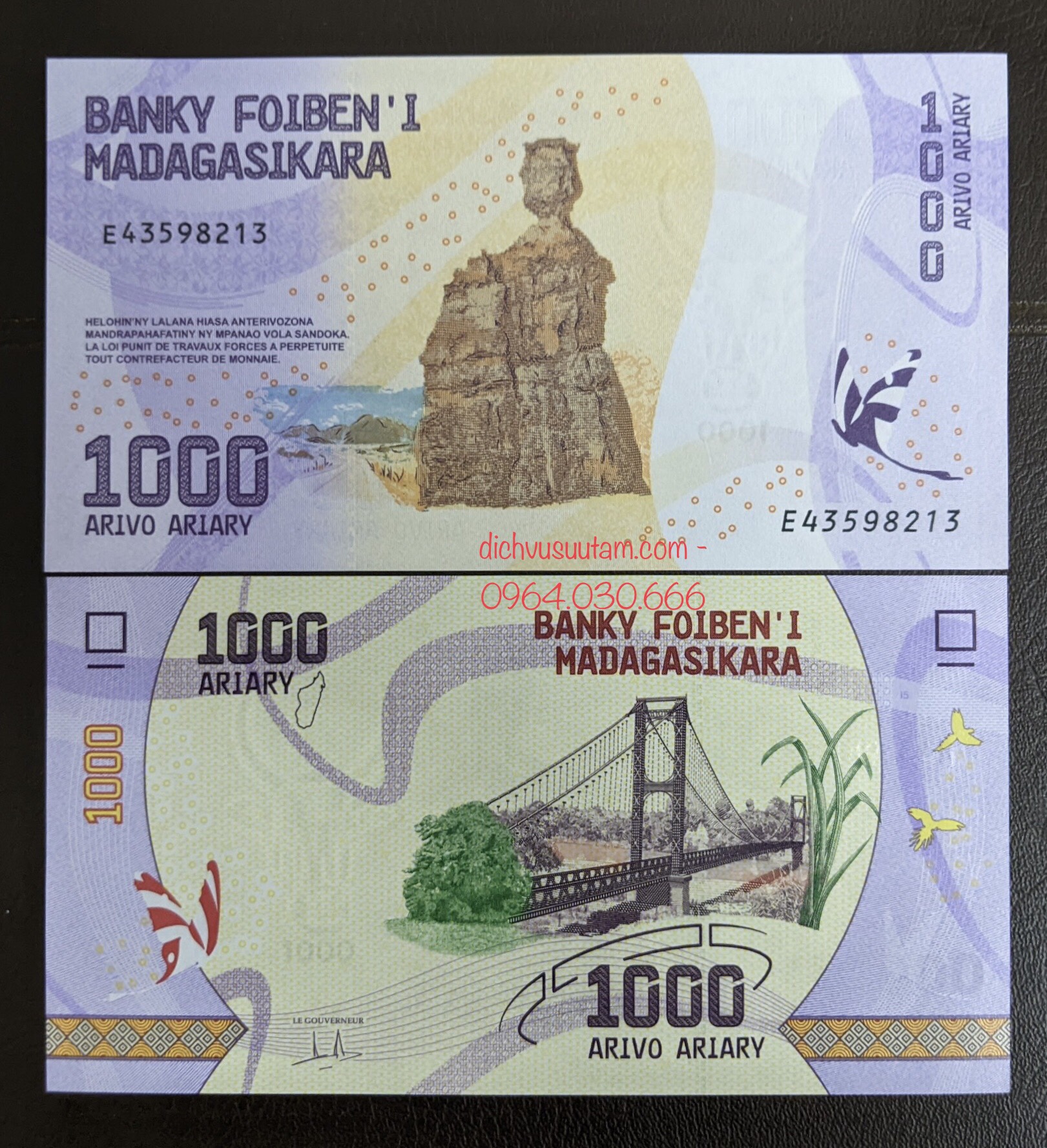 Tiền châu Phi sưu tầm 1000 ariary quốc đảo Madagascar