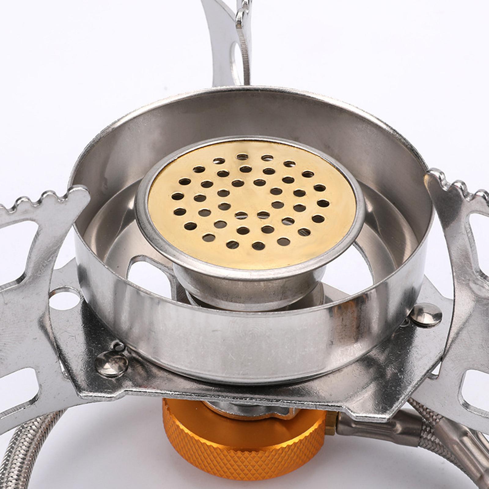 Bếp ga mini cắm trại với Giá đỡ bằng thép không gỉ dày, gấp đa hướng giúp hỗ trợ tốt, chắc chắn và ổn định, Ống dẫn khí bằng đồng, hiệu suất làm kín tốt, bảo mật cao.