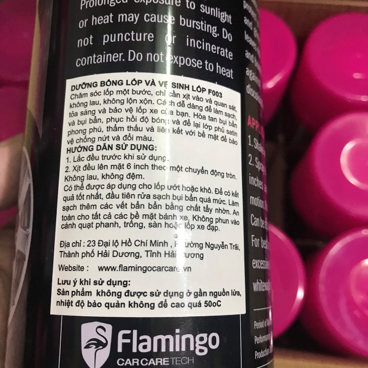 Dung dịch dưỡng bóng lốp Flamingo 650 ml dạng bọt