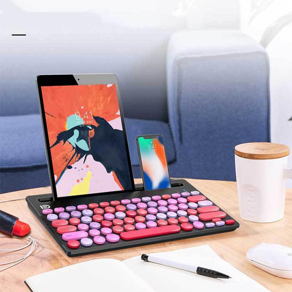 Ik3381D -thin 2.4G Wireless Bluetooth Keyboard w/Card Slots Pink