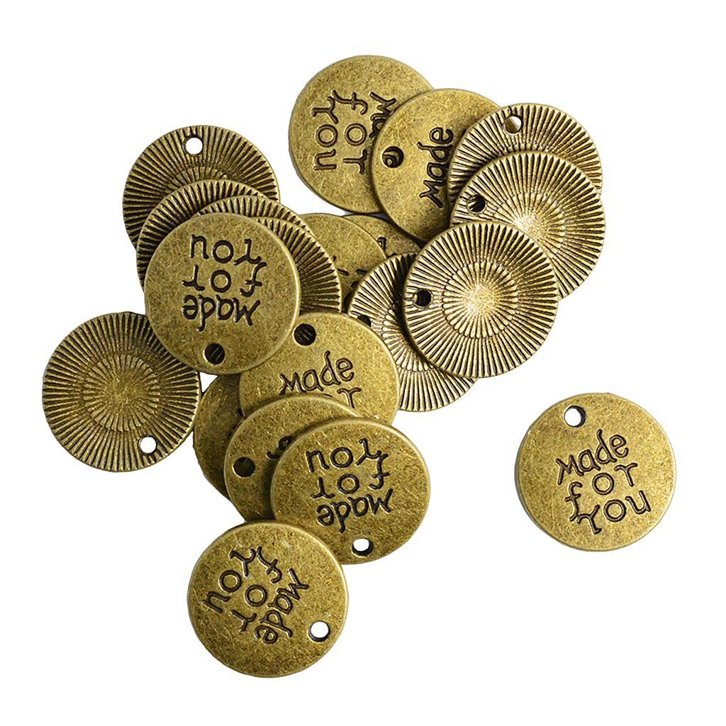 20 Pieces Alloy Round Made for You Pendants Charms Findings for DIY Jewelry Making