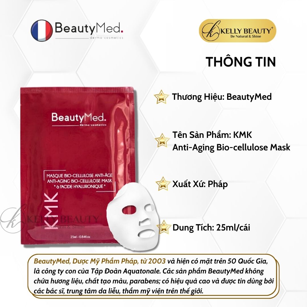 Mặt Nạ Sinh Học Chống Lão Hóa Da BeautyMed KMK Anti-Aging Bio-cellulose Mask | Kelly Beauty