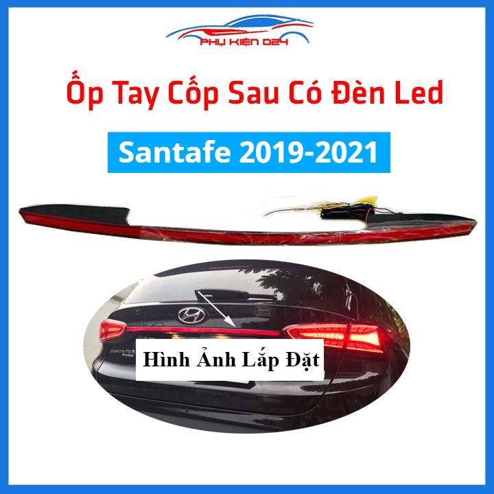 Ốp tay cốp sau có đèn led Santafe 2019-2020-2021 ánh sáng đỏ trang trí xe