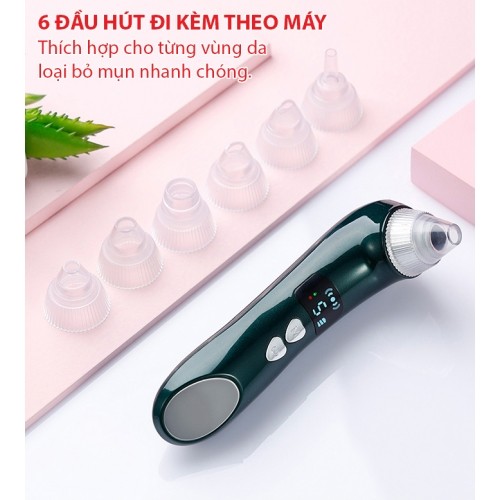 Máy Hút Mụn Cầm Tay Nikio NK-220 - Camera Hỗ Trợ Soi Da - Có 6 Đầu Hút Cải Tiến Mới, Hút Sạch Mọi Loại Mụn - Pin Sạc Tiện Lợi