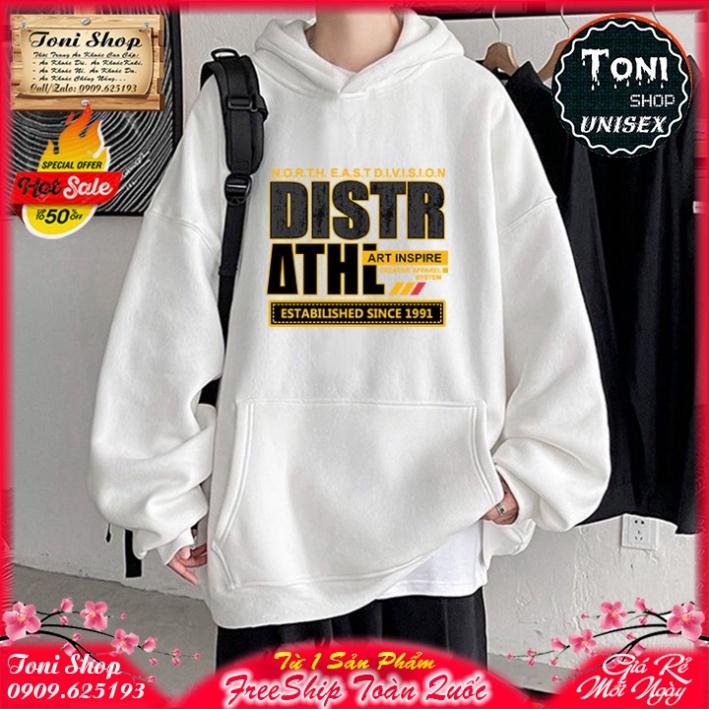 ÁO HOODIE CHỮ DISTR - In Pet Siêu Bền Siêu Đẹp - Full Size Full Màu