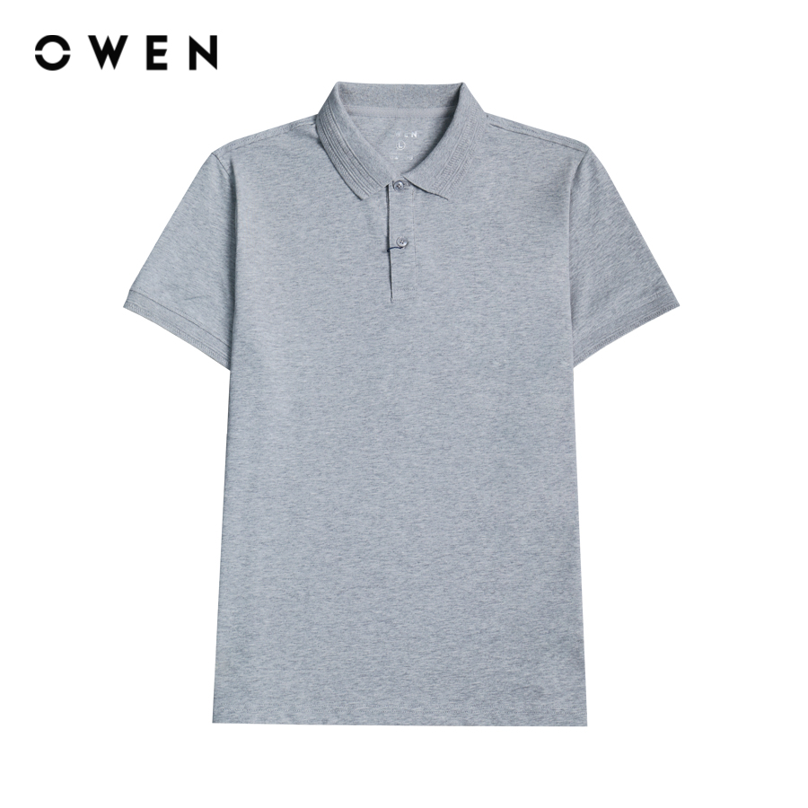 OWEN - Áo polo nam ngắn tay form Bodyfit màu Xám Melange nhạt Trơn chất liệu CVC Spandex APV231360