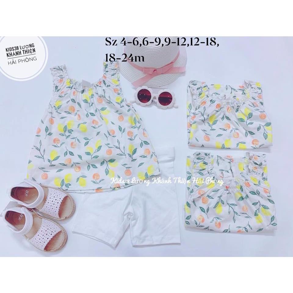 BỘ COTTON 2 KIỂU ÁO HOA-CẦU VỒNG BÉ GÁI