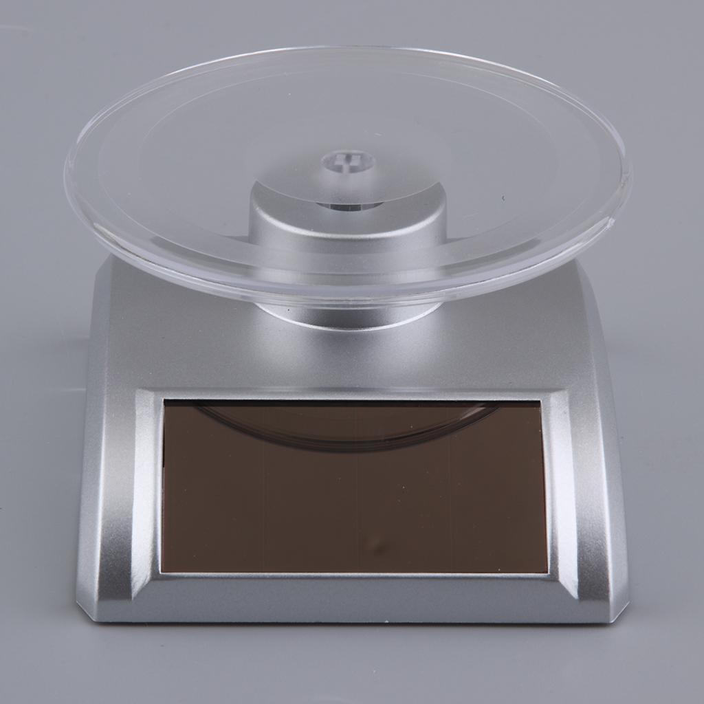 2PCS Mini Solar Powered Turntable Rotating Display Stand Jewelry Cell Phone