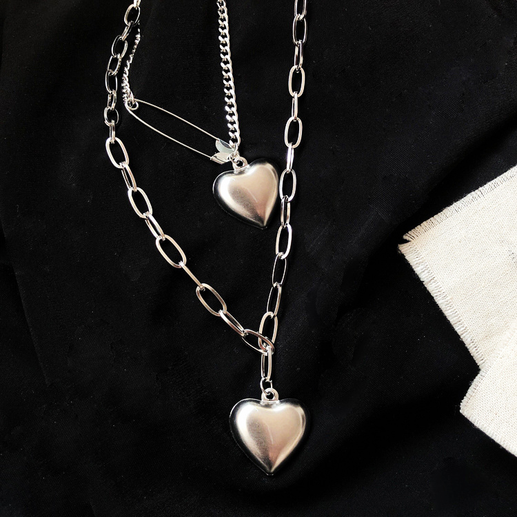 Vòng cổ dây chuyền 2 lớp tim tim mix kim băng độc lạ chất