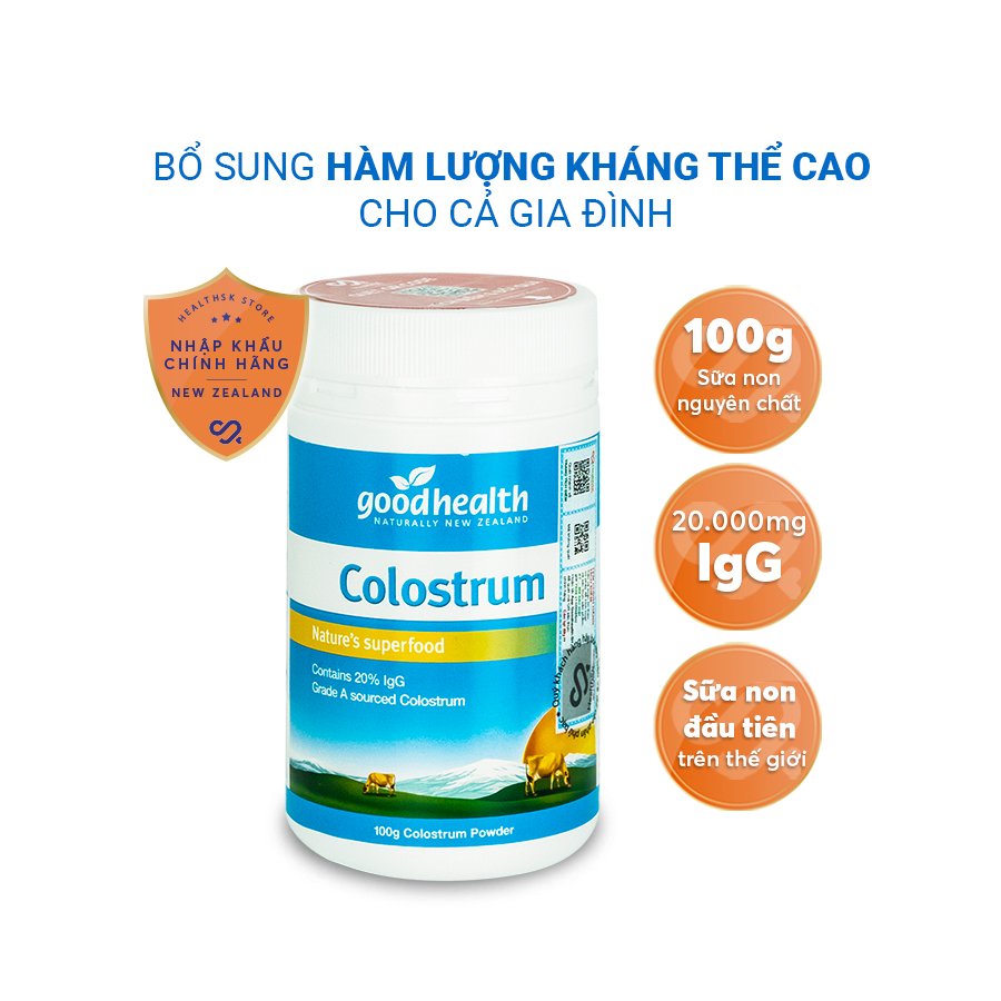 Sữa non Goodhealth Colostrum 100g-Tăng cường sức đề kháng-Hàng nhập khẩu chính hãng tại New Zealand