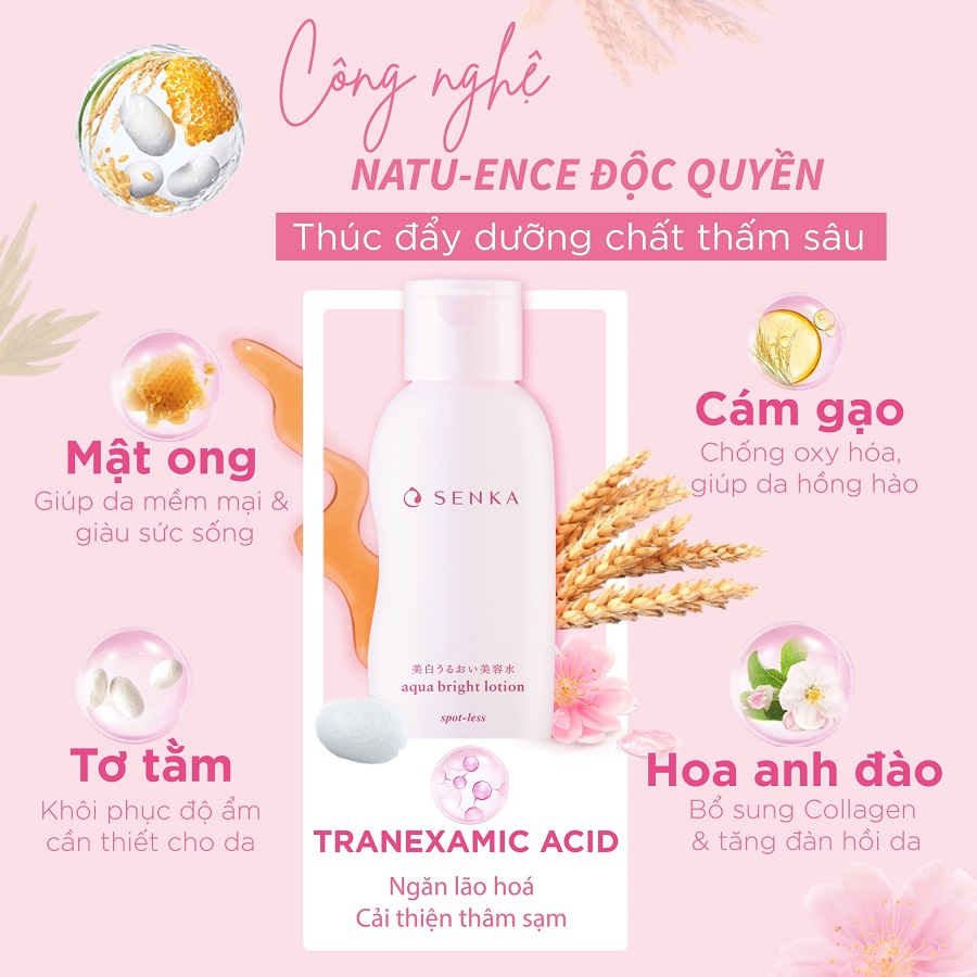 Lotion làm mềm và dưỡng trắng da Senka Aqua Bright 200ml