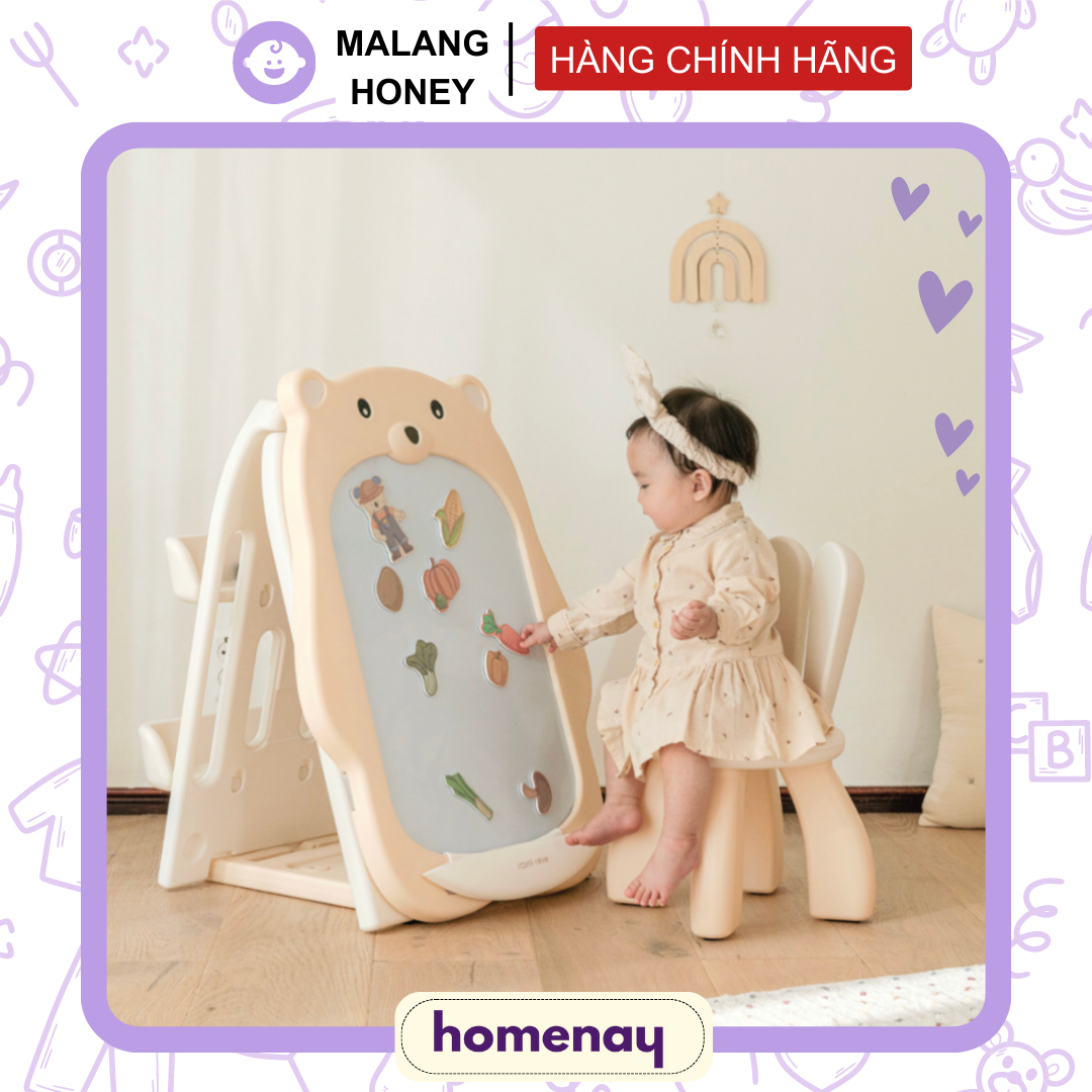 Bảng vẽ kèm ghế ngồi cho bé - Malang Honey - 2 trong 1 vừa làm bảng vừa làm kệ sách, xoá dễ dàng, không bám bụi