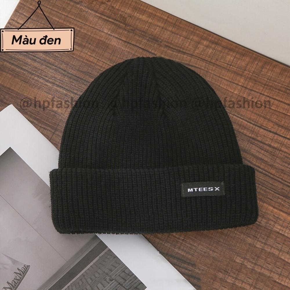 Mũ len dệt kim beanie Thêu MTEESX Hàn Quốc thời trang unisex thu đông giữ ấm cho nam nữ