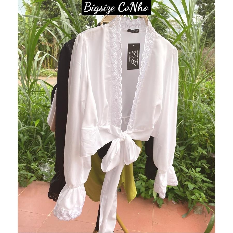 Áo somi croptop kiểu bigsize nữ cổ bèo cột dây nơ Chuppy SM02