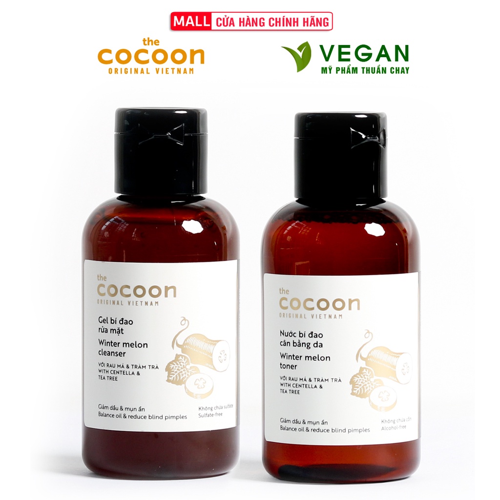 Combo Gel rửa mặt bí đao cocoon 140ml + Toner bí đao cocoon 140ml