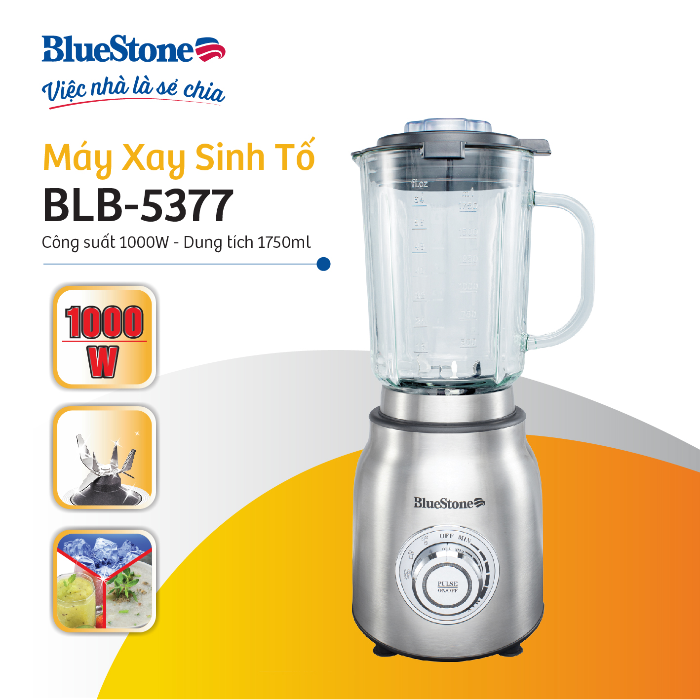 Máy xay sinh tố BlueStone BLB-5377 - Hàng Chính Hãng