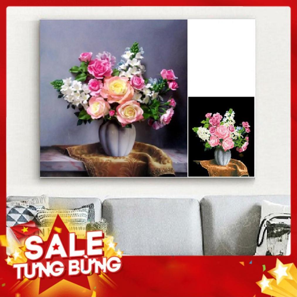 TRANH THÊU CHỮ THẬP HOA HỒNG TRANH CHƯA THÊU LAVENDER LV3047