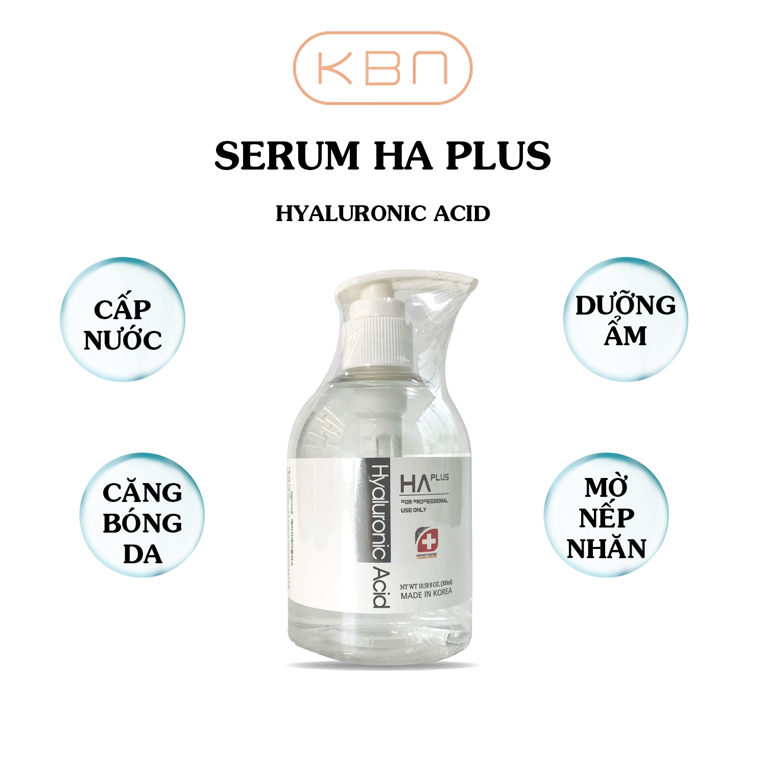 Serum HA Plus 300ml - Cấp Nước, Dưỡng Ẩm, Căng Bóng Da, Mờ Nếp Nhăn ( Hàng Chính Hãng)