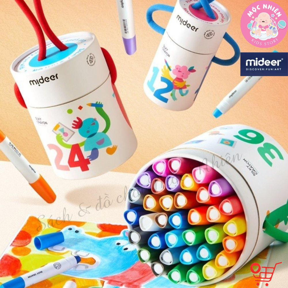 Bút màu sáp lụa hữu cơ Mideer Silky Crayon 8-12- 24 và 36 màu - Dành cho bé từ 3 tuổi