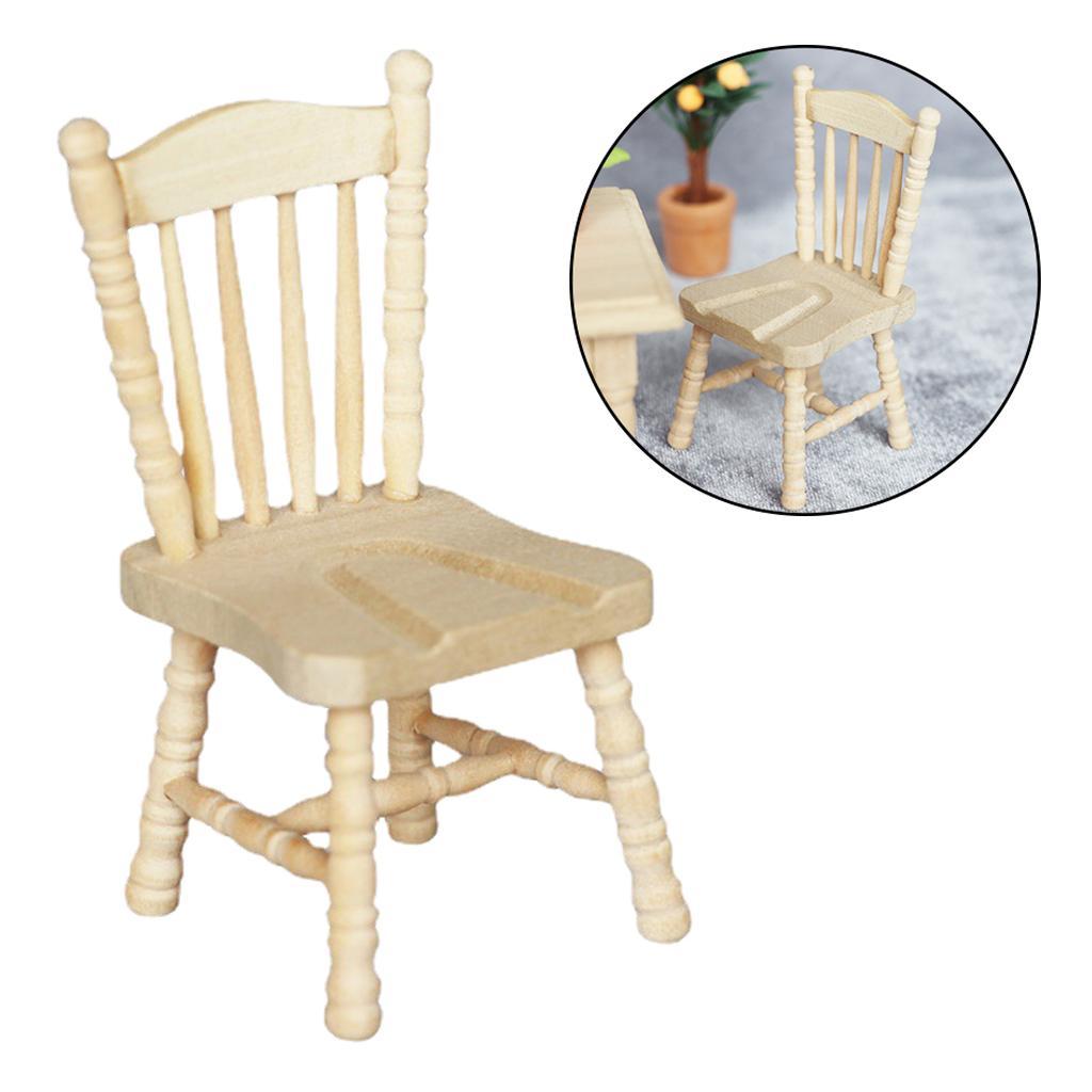 1:12 Scale Dollhouse Miniature Wooden Dining Chair Dollhouse Accessories
