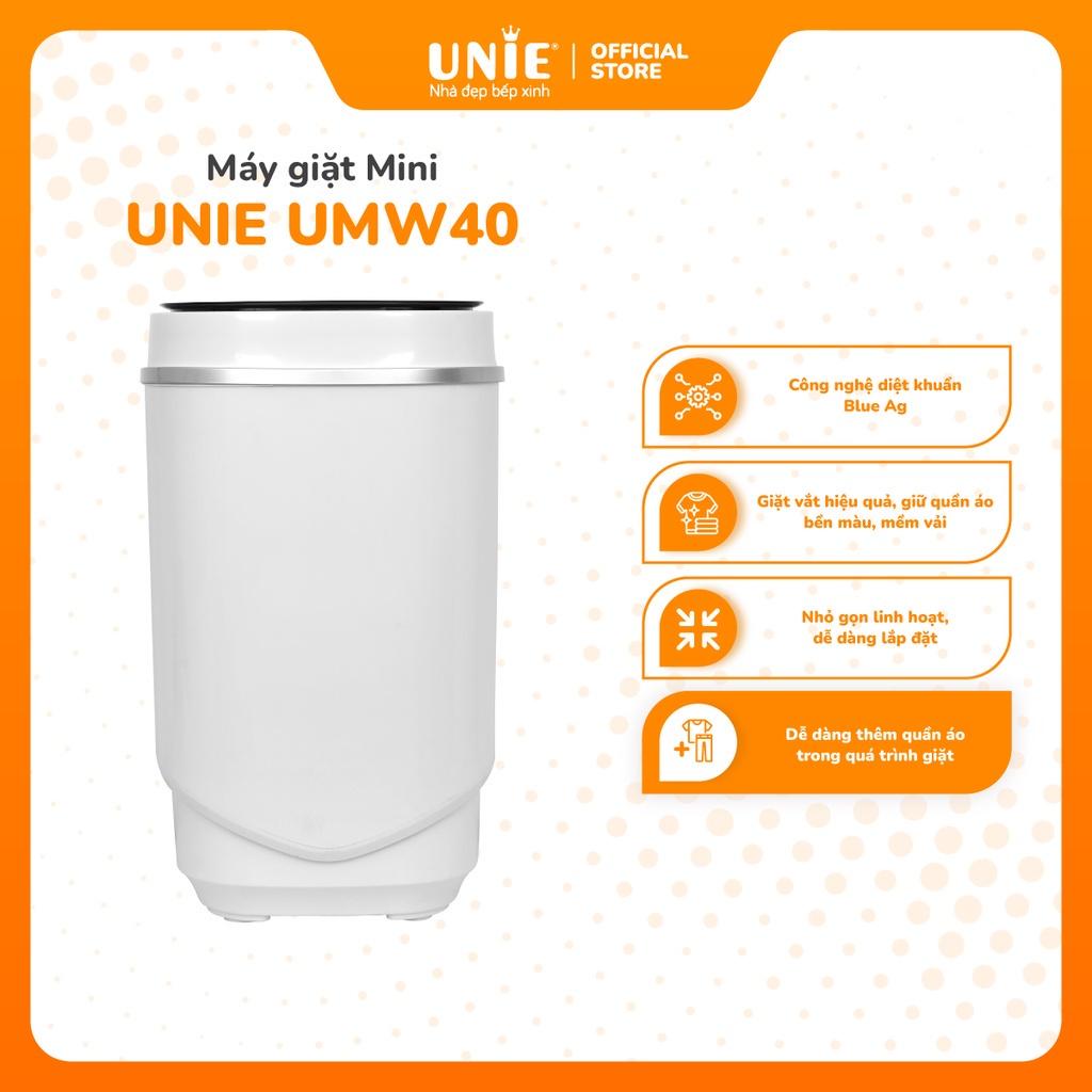 Máy giặt mini Unie UMW40 Công suất 240w giặt vắt hiệu quả Công nghệ diệt khuẩn cao cấp Blue Ag,nhỏ gọn dễ lắp đặt,dễ dàng thêm quần áo trong quá trình giặt, Hàng Chính Hãng