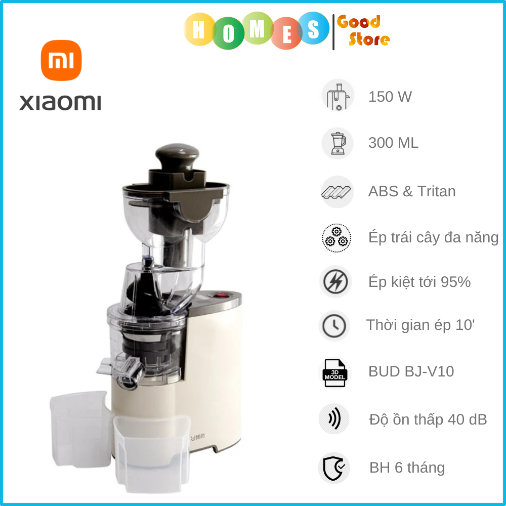 Máy Ép Chậm Xiaomi BUD BJ-V10 Ép Kiệt 95% Lượng Nước Dung Tích 0.3 Lít Công Suất Ép 150 W - Hàng Nhập Khẩu