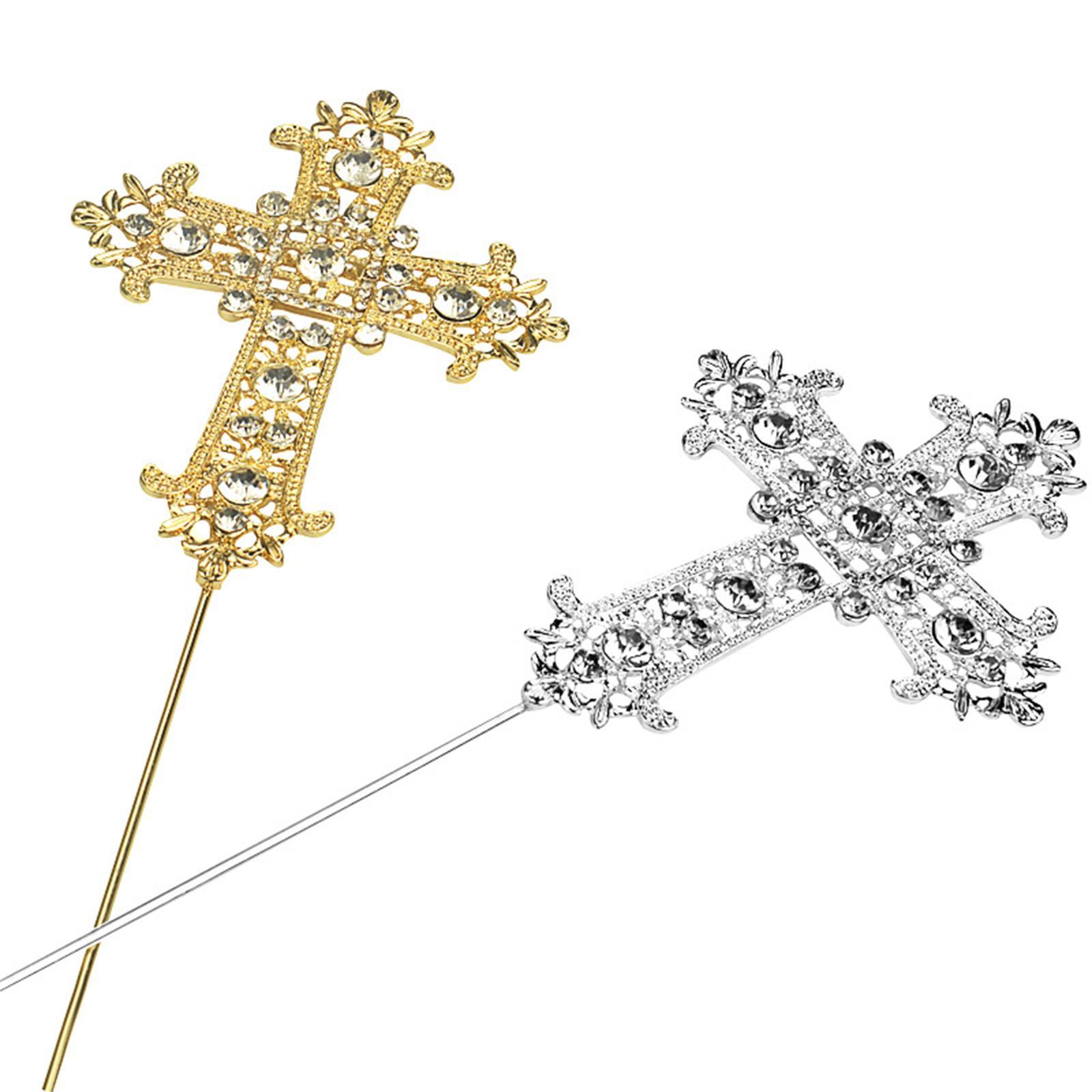 Cake Decoration Cross Cake Topper Rhinestone for Engagement Celebration Baby
