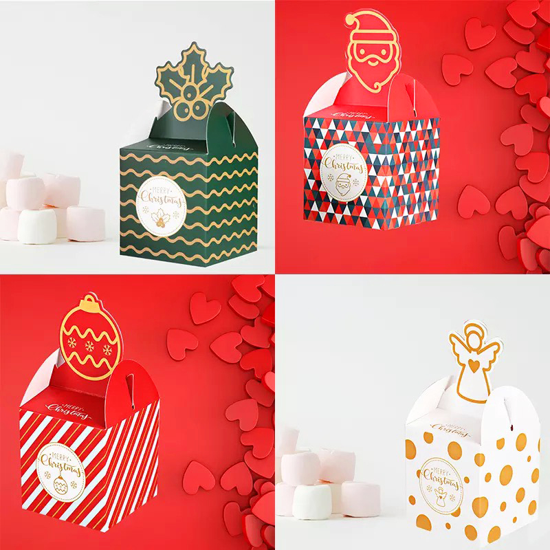 Hộp quà Noel, Hộp quà giấy Giáng Sinh nắp hộp hình 3D nhiều màu sắc tươi sáng đáng yêu – SG011